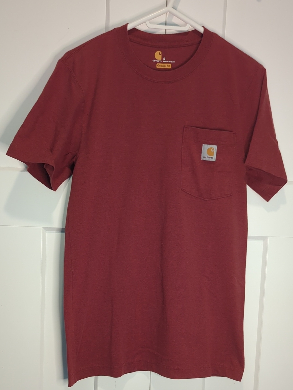 Carhartt Men’s Pocket T-Shirt in Maroon Original Fit Size S